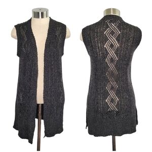 Kim Rogers Sleeveless Knit Soft Lightweight Long Cardigan Sweater Size M Gray